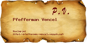 Pfefferman Vencel névjegykártya